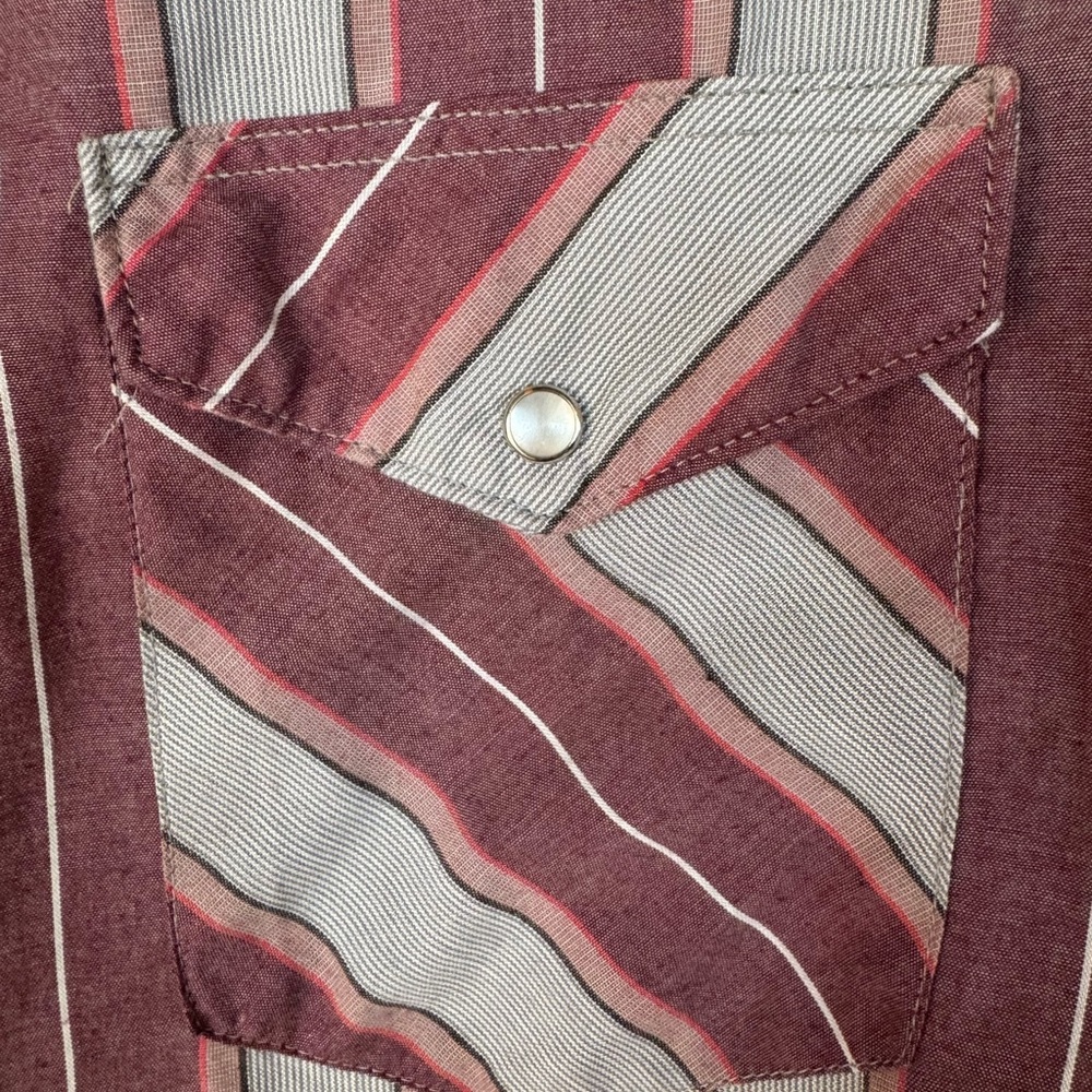 Wrangler - Red and Blue Striped Pearl Snap Shirt - Picture 4 of 5